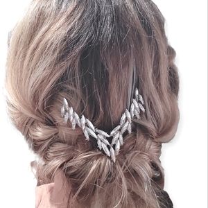 Simulated Rhinestone V Shape Wedding Hair Pin Clip- New